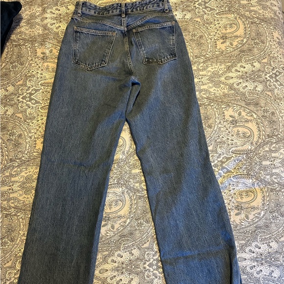 ZARA HIGH RISE WIDE LEG DISTRESSED JEANS - FULL LENGTH - Picture 7 of 7